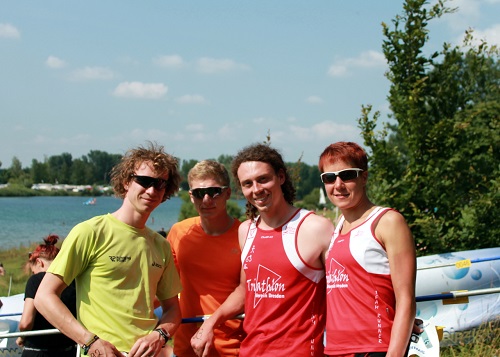 Martin, Marvin (Erzähler), Max und Katja vor dem Start des S+R Martin, Marvin (Erzähler), Max und Katja vor dem Start des S+R